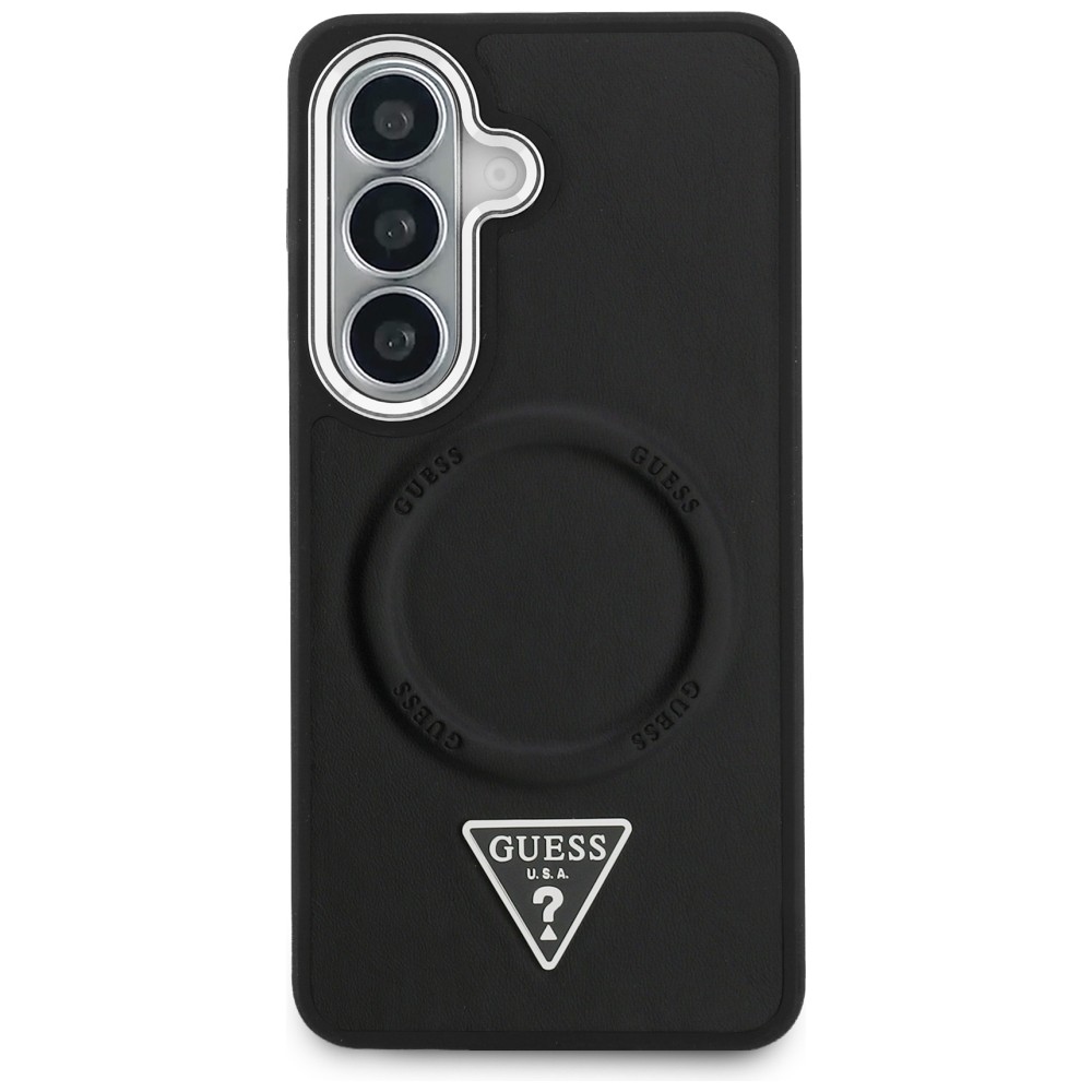 iTok webáruház - Guess Guess Embossed Ring Triangle Logo MagSafe tok Samsung Galaxy S26 tok (fekete) 3 Guess Embossed Ring Triangle Logo MagSafe case for Samsung Galaxy S26 (fekete)