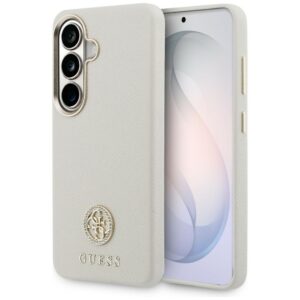 Guess 4G Rhinestone Round Logo MagSafe tok Samsung Galaxy S26 készülékhez (bézs)