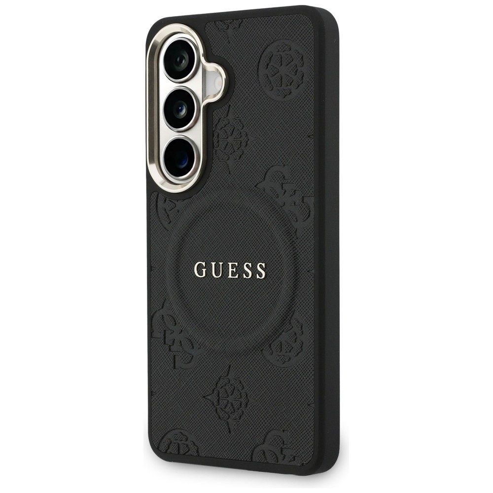 iTok webáruház - Guess Guess Saffiano Peony Embossed Ring MagSafe tok Samsung Galaxy S26-hoz (fekete) 2 Guess Saffiano Peony Embossed Ring MagSafe case for Samsung Galaxy S26 (fekete)
