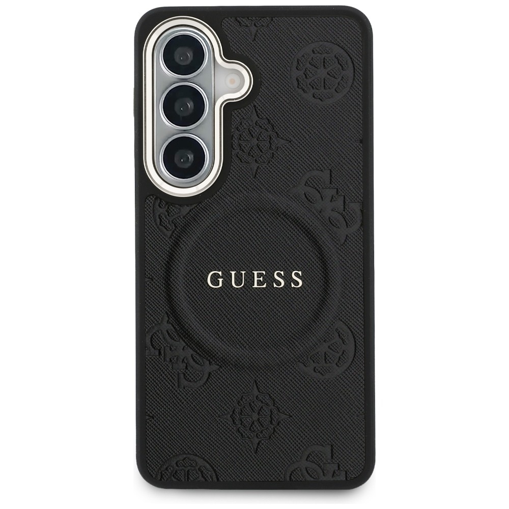 iTok webáruház - Guess Guess Saffiano Peony Embossed Ring MagSafe tok Samsung Galaxy S26-hoz (fekete) 3 Guess Saffiano Peony Embossed Ring MagSafe case for Samsung Galaxy S26 (fekete)
