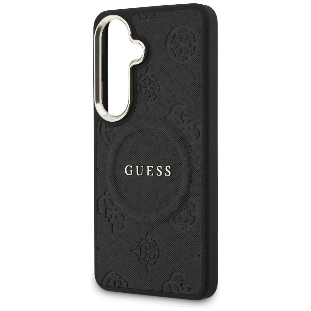 iTok webáruház - Guess Guess Saffiano Peony Embossed Ring MagSafe tok Samsung Galaxy S26-hoz (fekete) 6 Guess Saffiano Peony Embossed Ring MagSafe case for Samsung Galaxy S26 (fekete)