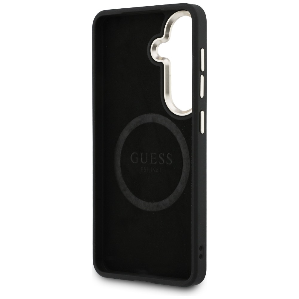 iTok webáruház - Guess Guess Saffiano Peony Embossed Ring MagSafe tok Samsung Galaxy S26-hoz (fekete) 7 Guess Saffiano Peony Embossed Ring MagSafe case for Samsung Galaxy S26 (fekete)