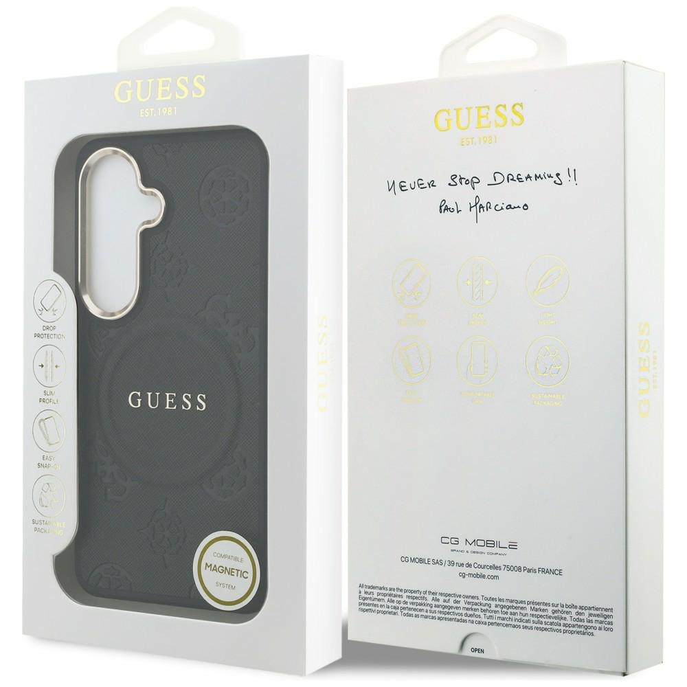iTok webáruház - Guess Guess Saffiano Peony Embossed Ring MagSafe tok Samsung Galaxy S26-hoz (fekete) 8 Guess Saffiano Peony Embossed Ring MagSafe case for Samsung Galaxy S26 (fekete)