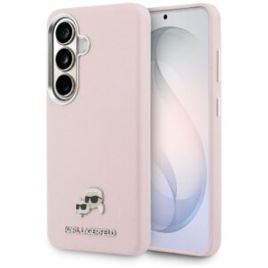 Karl Lagerfeld Saffiano KC Metal Logo MagSafe tok Samsung Galaxy S26-hoz (rózsaszín)