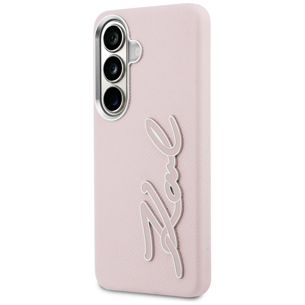 iTok webáruház - Karl Lagerfeld Karl Lagerfeld Grained Signature Metal Resin Logo tok Samsung Galaxy S26 készülékhez (rózsaszín) 2 Karl Lagerfeld Grained Signature Metal Resin Logo Case for Samsung Galaxy S26 (rózsaszín)