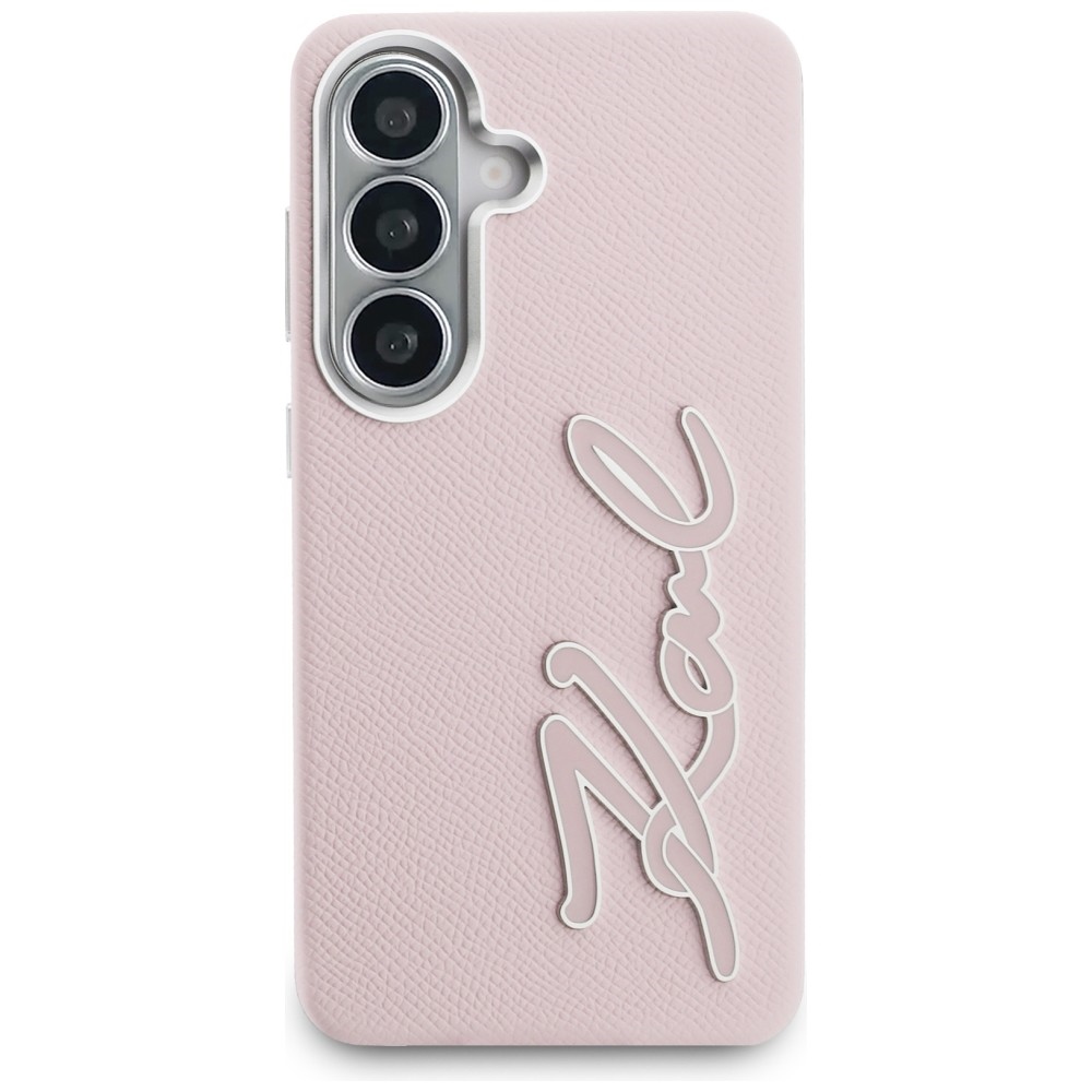 iTok webáruház - Karl Lagerfeld Karl Lagerfeld Grained Signature Metal Resin Logo tok Samsung Galaxy S26 készülékhez (rózsaszín) 3 Karl Lagerfeld Grained Signature Metal Resin Logo Case for Samsung Galaxy S26 (rózsaszín)