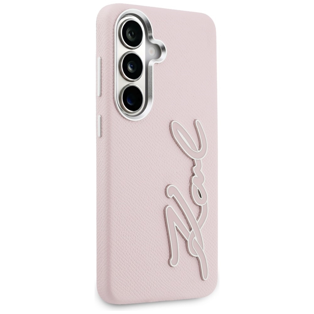 iTok webáruház - Karl Lagerfeld Karl Lagerfeld Grained Signature Metal Resin Logo tok Samsung Galaxy S26 készülékhez (rózsaszín) 4 Karl Lagerfeld Grained Signature Metal Resin Logo Case for Samsung Galaxy S26 (rózsaszín)