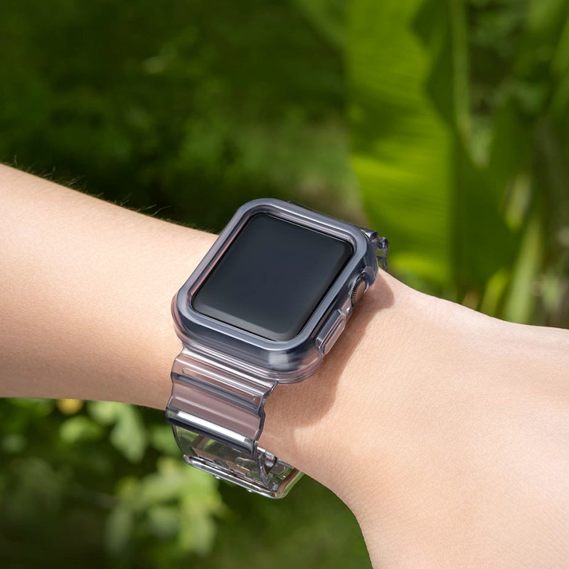 iTok webáruház - Hurtel Strap Light Set szilikon szíj és tok Apple Watch 44 mm (fekete) 3 Silicone Band Strap Bracelet Case Strap Light Set for Apple Watch 44mm (fekete)