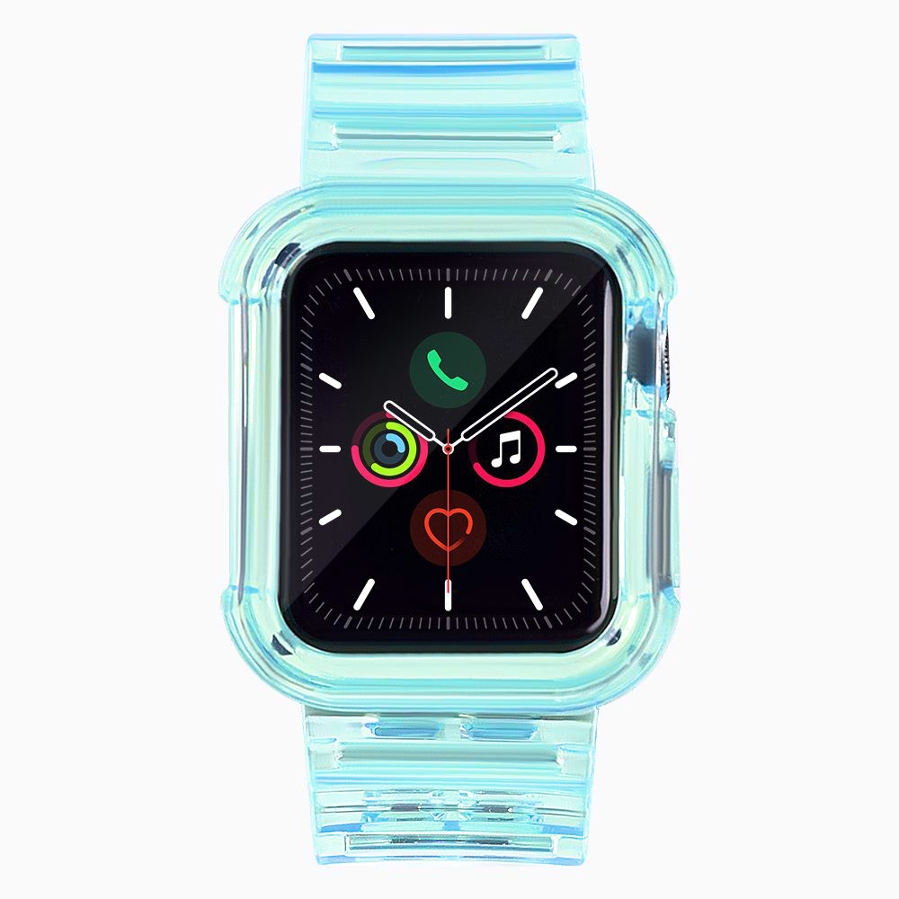 iTok webáruház - Hurtel Strap Light Set szilikon szíj és tok Apple Watch 44mm készülékhez (kék) 2 Silicone Band Strap Bracelet Case Strap Light Set for Apple Watch 44mm (kék)