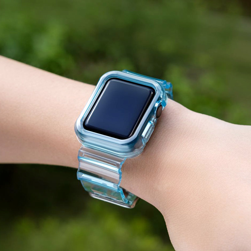 iTok webáruház - Hurtel Strap Light Set szilikon szíj és tok Apple Watch 44mm készülékhez (kék) 3 Silicone Band Strap Bracelet Case Strap Light Set for Apple Watch 44mm (kék)