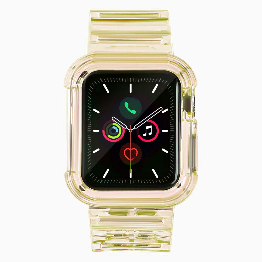 iTok webáruház - Hurtel Strap Light Set szilikon szíj és tok Apple Watch 42mm készülékhez (sárga) 2 Silicone Band Strap Bracelet Case Strap Light Set for Apple Watch 42mm (sárga)