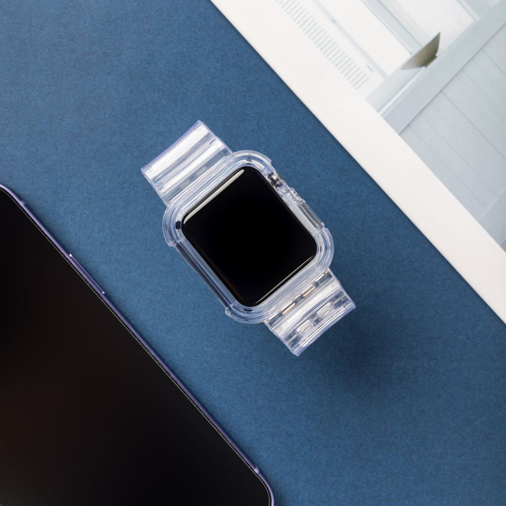 iTok webáruház - Hurtel Strap Light Set szilikon szíj és tok Apple Watch 42mm készülékhez (sárga) 8 Silicone Band Strap Bracelet Case Strap Light Set for Apple Watch 42mm (sárga)
