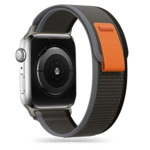 Tech-Protect Nylon szíj Apple Watch 4/5/6/7/8/9/SE/Ultra 1/2 (42/44/45/49 mm) (fekete és narancssárga)