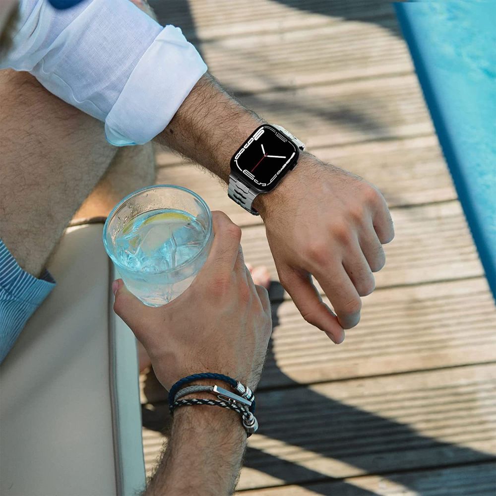 iTok webáruház - Tech-Protect Tech-Protect Stainless Line rozsdamentes acél szíj Apple Watch 4 / 5 / 6 / 7 / 8 / 9 / SE / Ultra 1 / 2 (42/44/45/49 mm) (titán) 5 Tech-Protect Stainless Line bracelet for Apple Watch 4 / 5 / 6 / 7 / 8 / 9 / SE / Ultra 1 / 2 (42/44/45/49 mm) (titán)