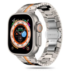 Tech-Protect Stainless Line rozsdamentes acél szíj Apple Watch 4 / 5 / 6 / 7 / 8 / 9 / SE / Ultra 1 / 2 (42/44/45/49 mm) (titánnarancs)