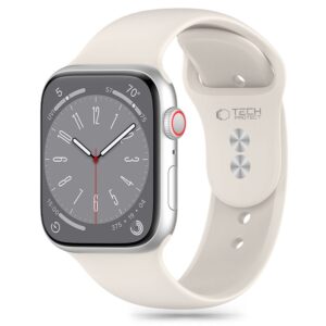 Tech-Protect szilikon szíj Apple Watch 4 / 5 / 6 / 7 / 8 / 9 / SE készülékhez (38 / 40 / 41 mm) (bézs)