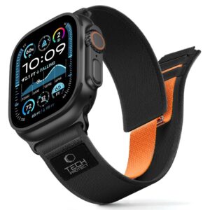 Tech-Protect Nylon Elite szíj Apple Watch készülékhez 44 / 45 / 46 / 49 mm (fekete és narancssárga)