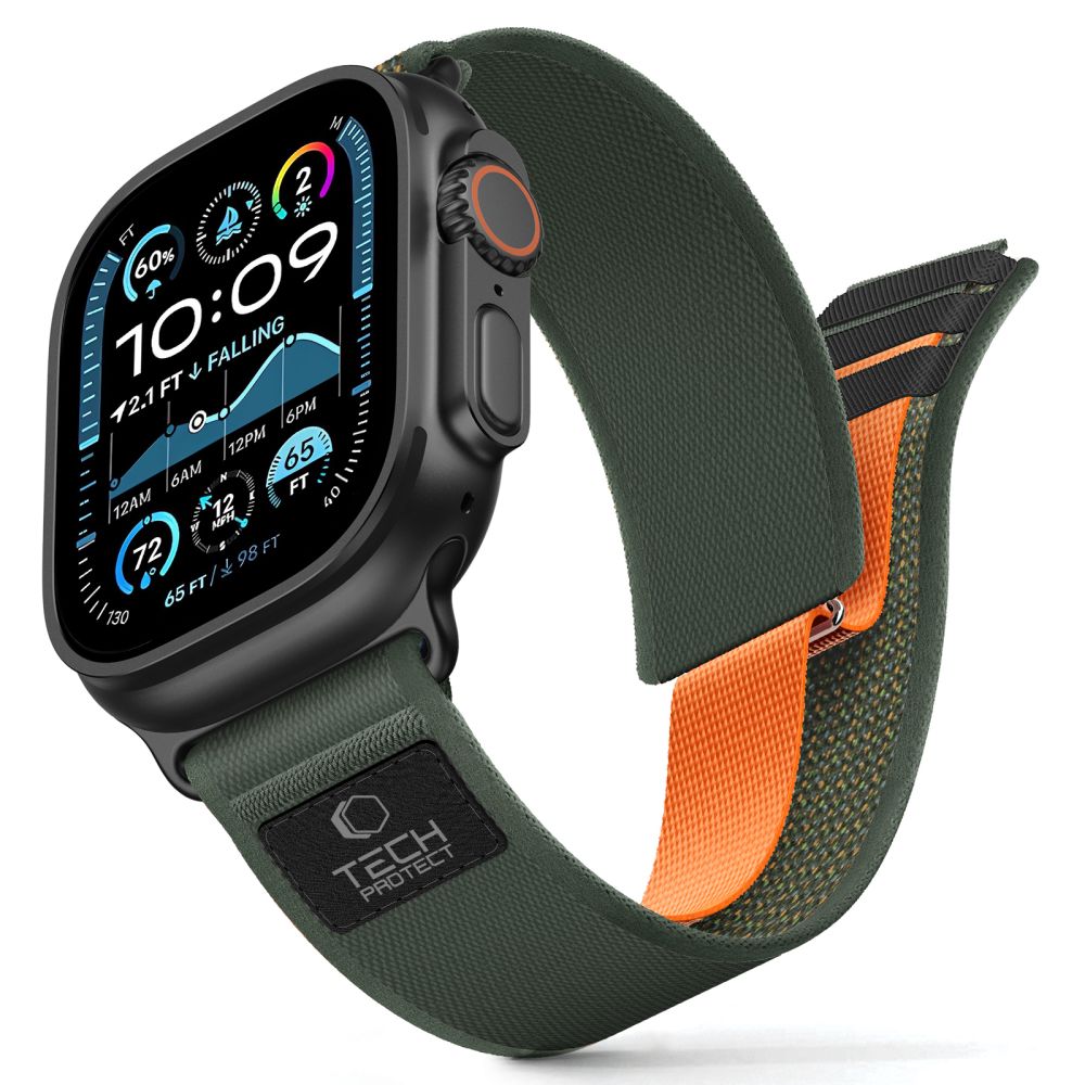iTok webáruház - Tech-Protect Tech-Protect Nylon Elite szíj Apple Watch 44/45/46/49 mm (zöld/narancssárga) 1 Tech-Protect Nylon Elite Strap for Apple Watch 44/45/46/49 mm (zöld/narancssárga)