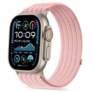 Tech-Protect Nylon Sport szíj Apple Watch 44/45/46/49 mm (világos rózsaszín)
